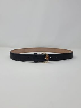 GUCCI Black Leather Bamboo Buckle Belt 75cm.30inch to 85cm.34inch
